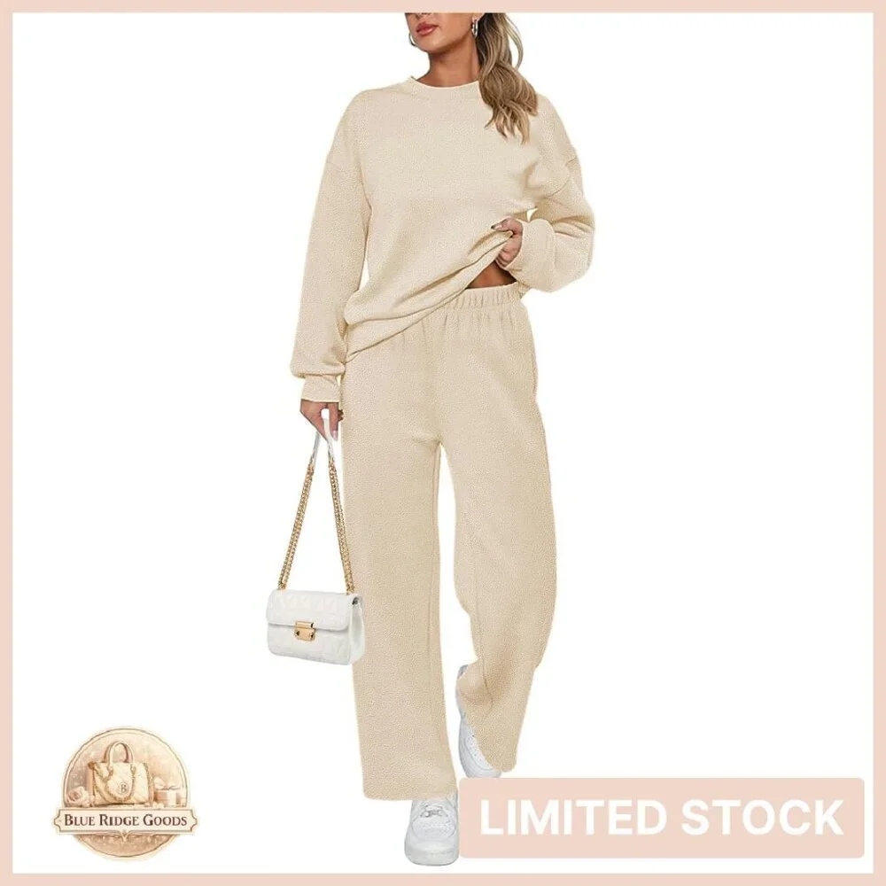 Fuzzy Fleece Long Sleeve Pajama Set Cozy Chic Lounge Wear Pockets